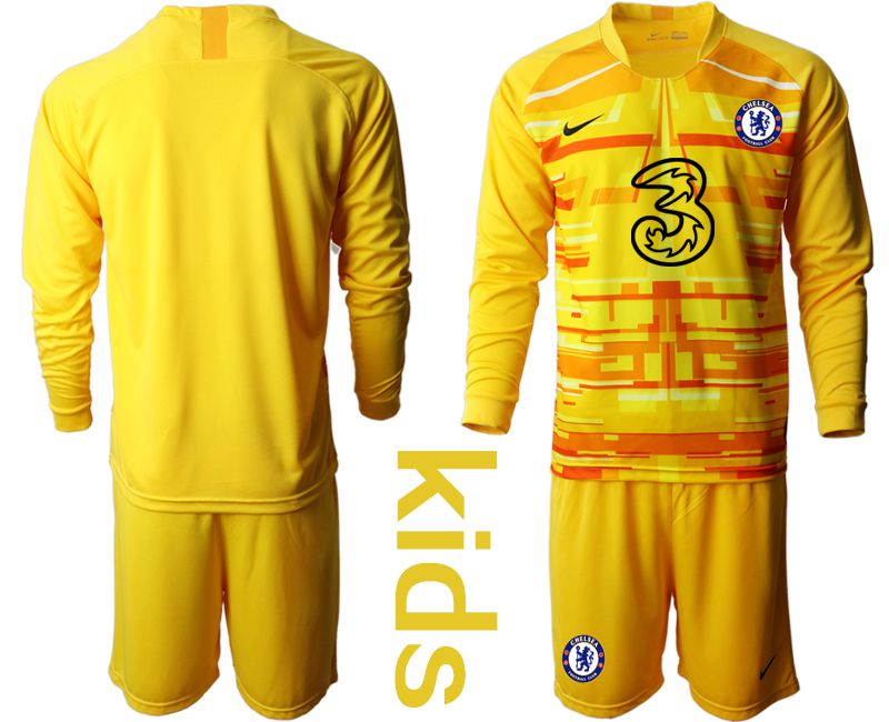 Youth 2020-2021 club Chelsea yellow goalkeeper long sleeve Soccer Jerseys1